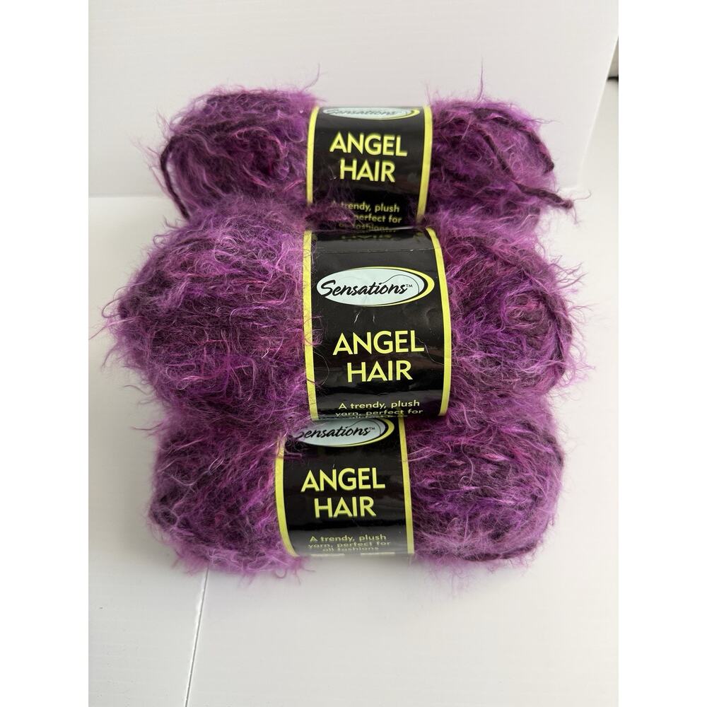 Lot 5 Skeins Sensations Angel Hair Yarn 22% Wool Purple Grape 120 yards Turkey